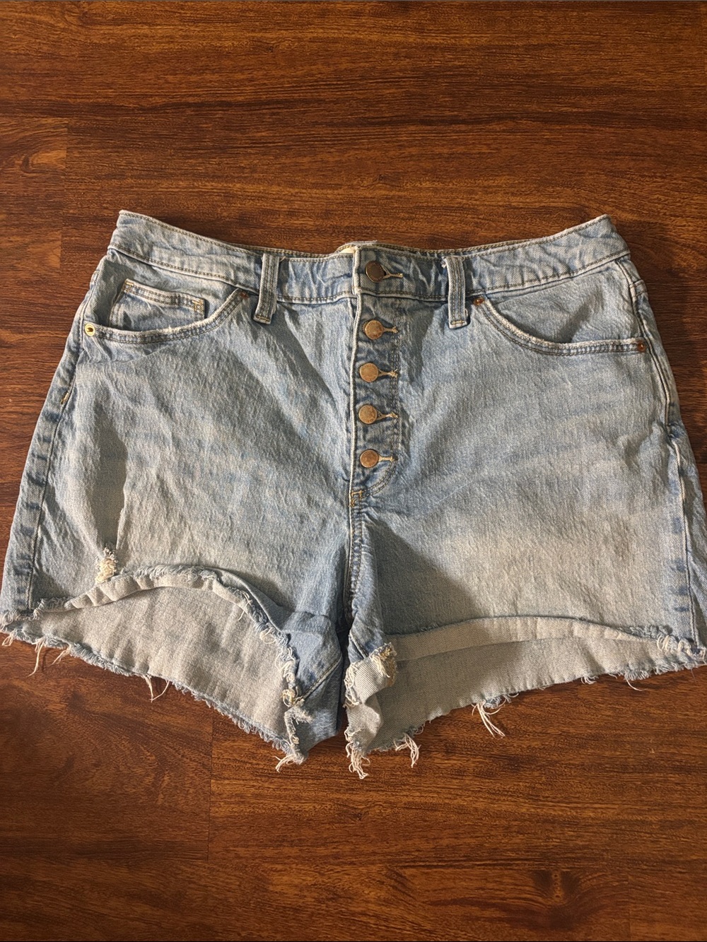 Universal Thread Light Blue High-Rise Button-Fly Denim Shorts